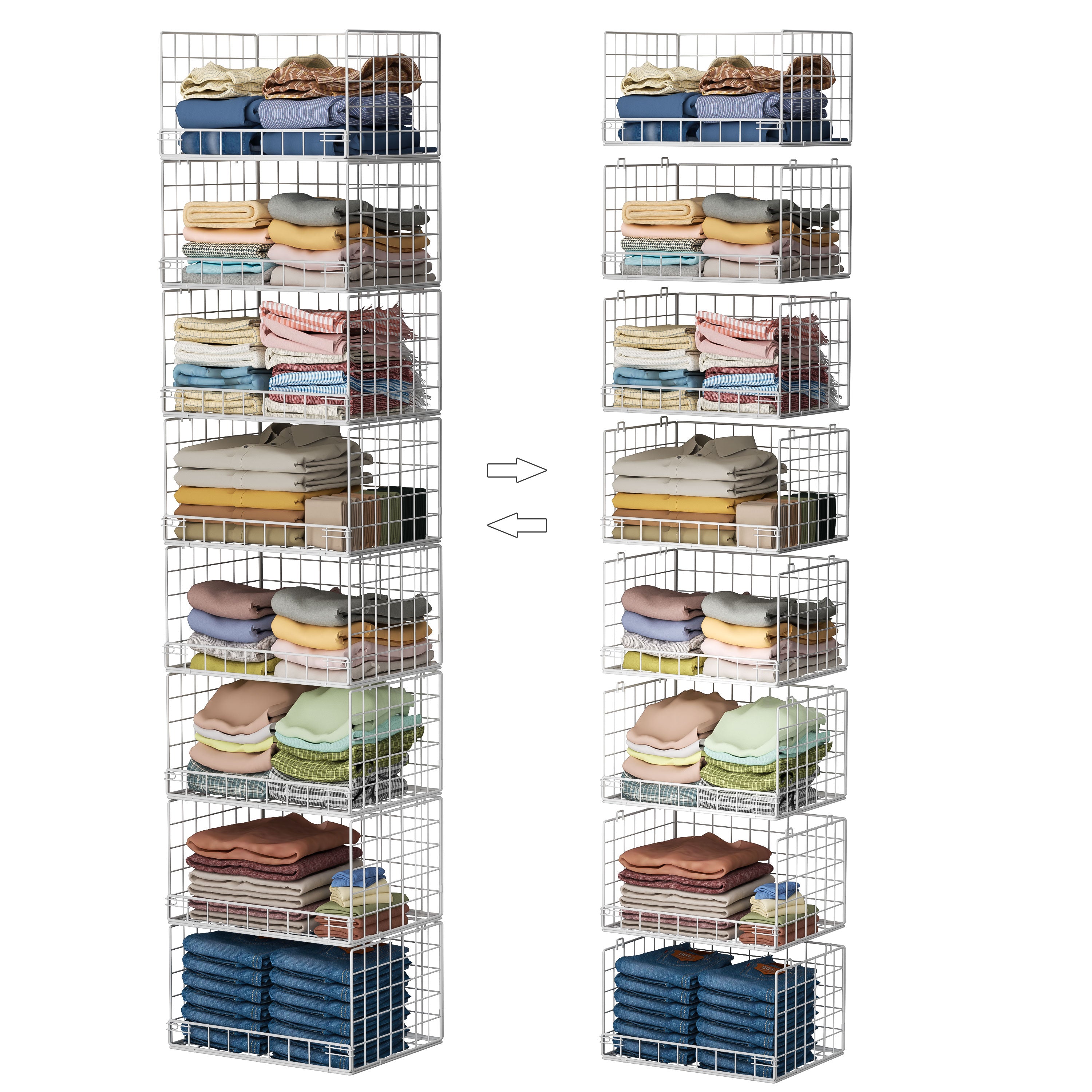 4-Tier Stackable Closet Organizers and Storage Shelves, Foldable Closet Shelf Organizer, Black(Patent Protection)(Patent No. 30022416)