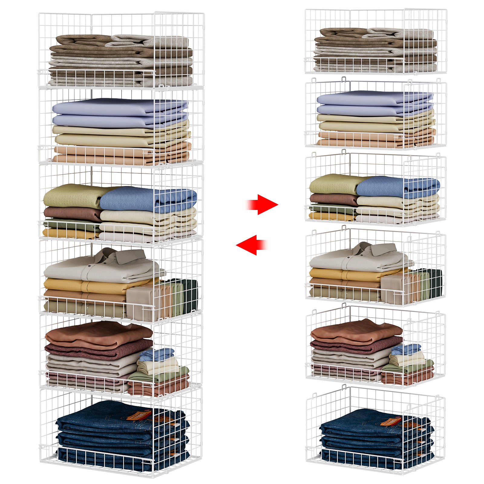 4-Tier Stackable Closet Organizers and Storage Shelves, Foldable Closet Shelf Organizer, Black(Patent Protection)(Patent No. 30022416)