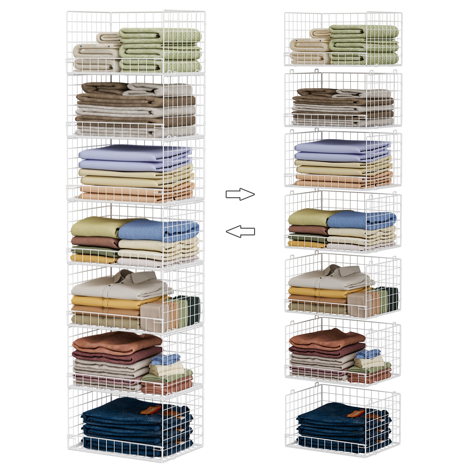 4-Tier Stackable Closet Organizers and Storage Shelves, Foldable Closet Shelf Organizer, Black(Patent Protection)(Patent No. 30022416)