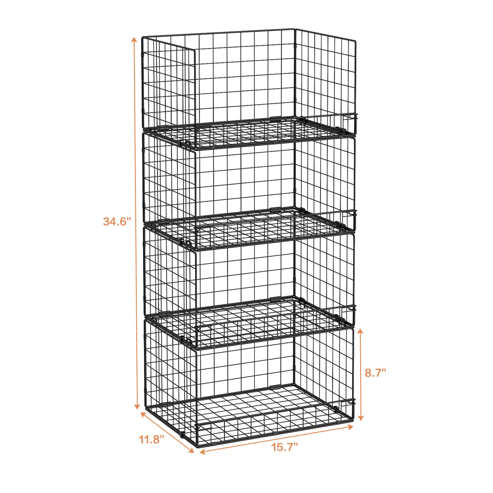 4-Tier Stackable Closet Organizers and Storage Shelves, Foldable Closet Shelf Organizer, Black(Patent Protection)(Patent No. 30022416)